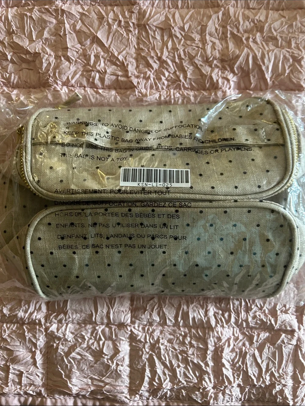 New Kate Spade Cream with Black Polka Dot Lunch Bag w/ Gold Zipper